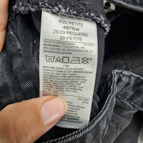 GAP Jeans Womens 29 Petite Black Stretch Mid Rise Long And Lean Flare - Picture 12 of 14